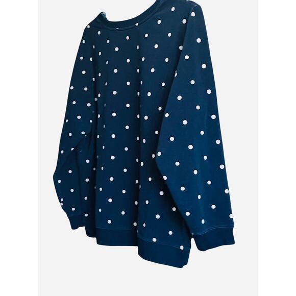 ST.JOHN’S BAY LONG SLV CREW FLEECE SWEATSHIRT, WOMENS, 2X, NAVY-WHITE POLKA DOT - Picture 7 of 10